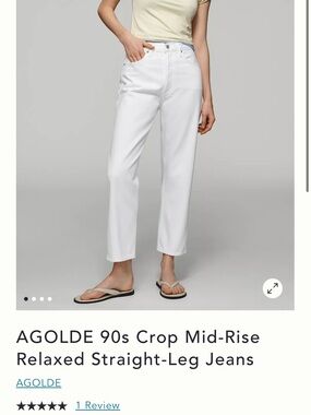 NWT Agolde 90s Crop Mid-Rise Loose Straight Jeans in Fortune Cookie